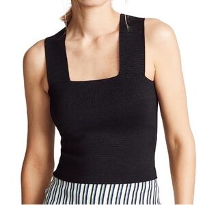 A.L.C. Black Square Neck Tank Top